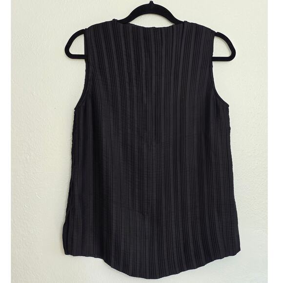 Zara Pleated Shirt High Neck Sleeveless Pullover Oversized Blouse in Black - Picture 6 of 8
